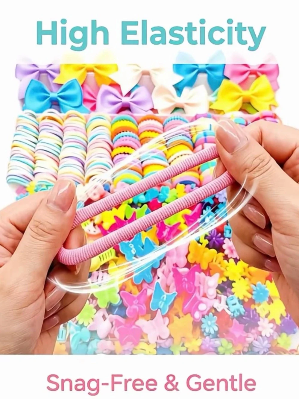 825-Piece Kids Hair Accessories Set — Bright Multicolor Hair Clips & Elastics